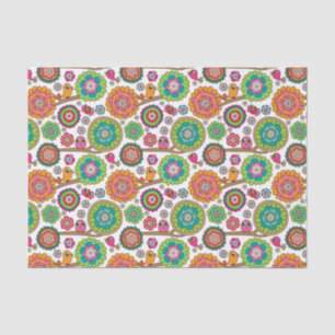 doodle flowers background pattern tissue paper