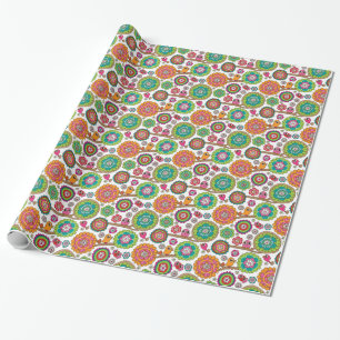 doodle flowers background pattern wrapping paper
