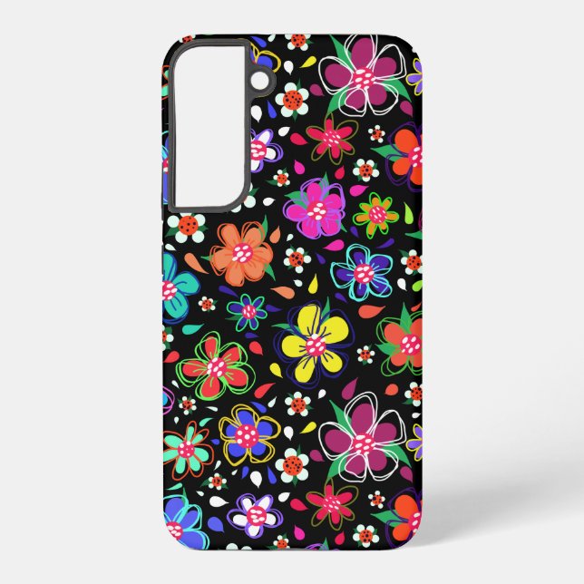 Doodle Flowers Bright and Colourful Cute Samsung Galaxy S22+ Case (Back)