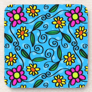 doodle flowers coaster