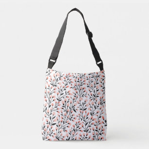 Doodle Flowers: Coral Floral Seamless. Crossbody Bag