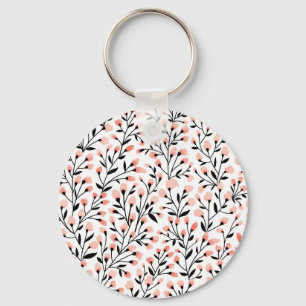 Doodle Flowers: Coral Floral Seamless. Key Ring