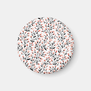 Doodle Flowers: Coral Floral Seamless. Magnet