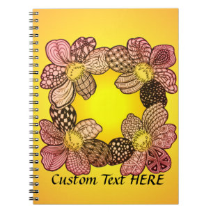 Doodle Flowers in Peach, Orange, and Gold Notebook