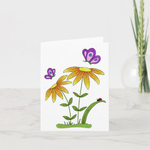 Doodle Flowers Insects and Bugs Generic Any Use Card