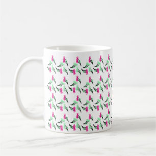 Doodle Flowers Pink Green Pattern Coffee Mug