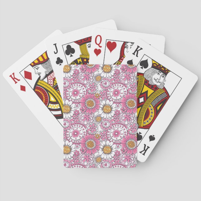 Doodle flowers playing cards (Back)