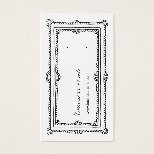 Doodle Frame White Vertical Earring Back Cards (Front)
