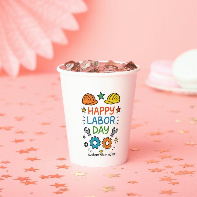 Doodle Fun Labour Day Paper Cups (Insitu)