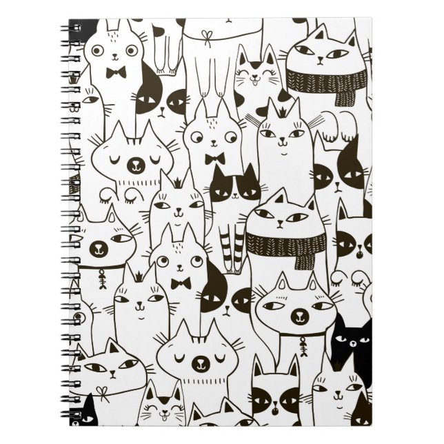 Doodle funny cats seamless pattern.  notebook (Front)