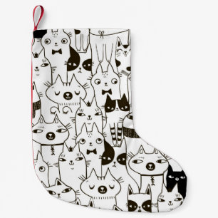 Doodle funny cats seamless pattern. small christmas stocking