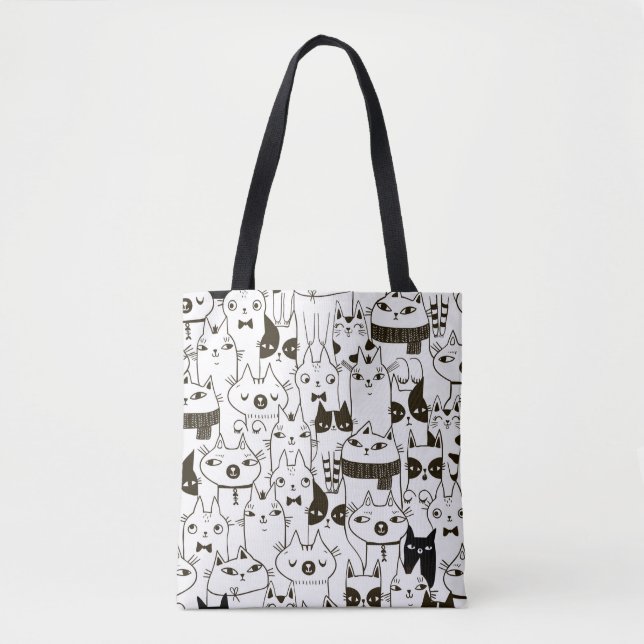 Doodle funny cats seamless pattern.  tote bag (Front)