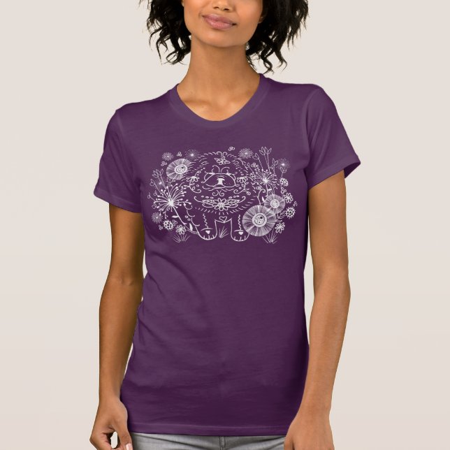 DOODLE GARDEN CHOW white on dark shirts (Front)