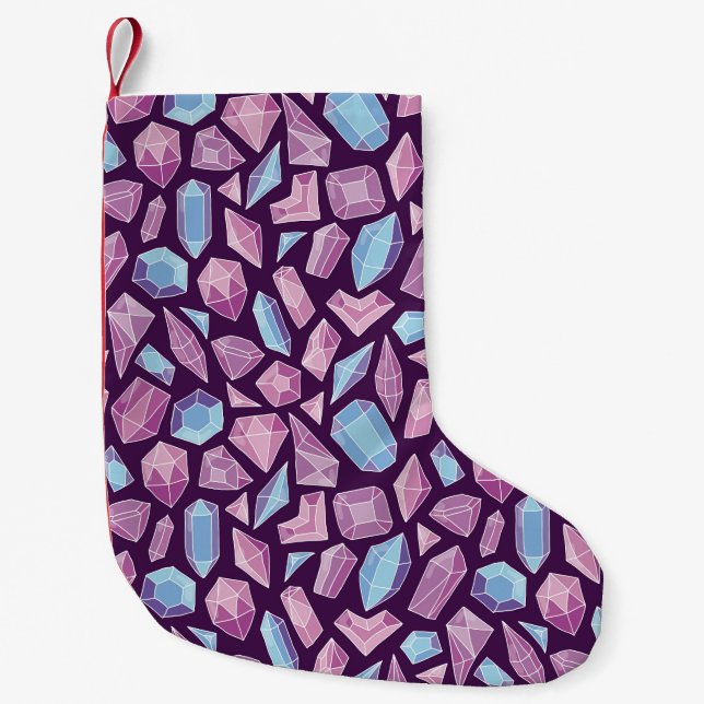 Doodle gems, vintage seamless background. small christmas stocking (Front)
