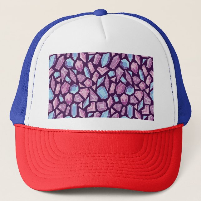 Doodle gems, vintage seamless background. trucker hat (Front)