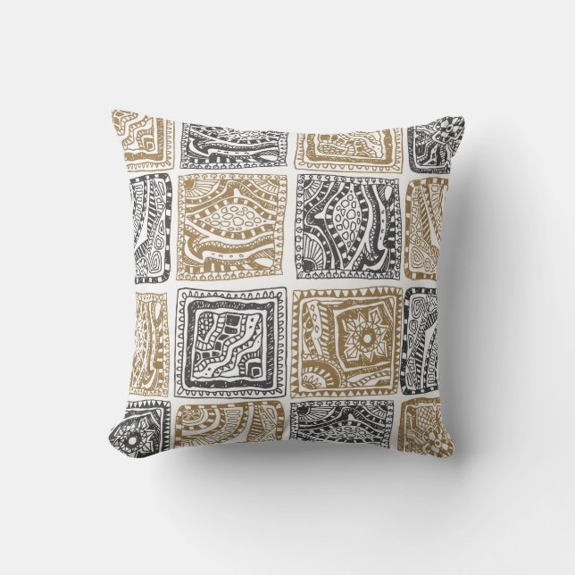 Doodle geometric, vintage abstract pattern. cushion (Front)