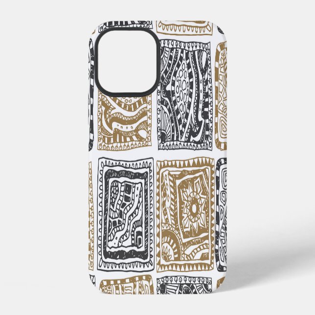 Doodle geometric, vintage abstract pattern. iPhone case (Back)