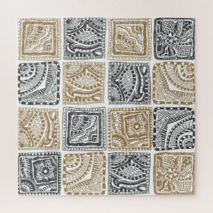 Doodle geometric, vintage abstract pattern. jigsaw puzzle