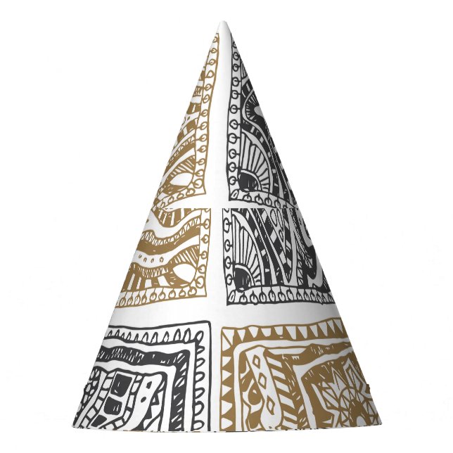 Doodle geometric, vintage abstract pattern. party hat (Front)