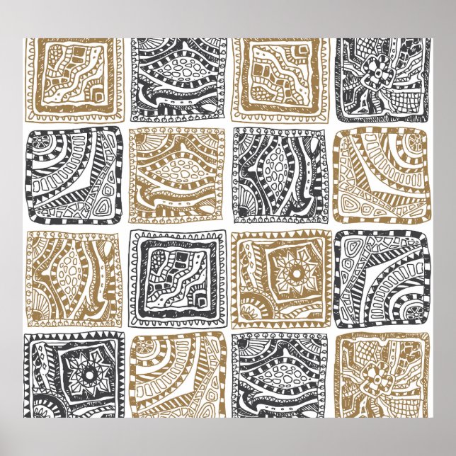 Doodle geometric, vintage abstract pattern. poster (Front)