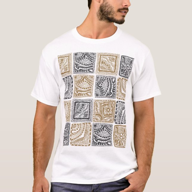 Doodle geometric, vintage abstract pattern. T-Shirt (Front)