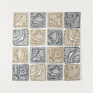 Doodle geometric, vintage abstract pattern. tapestry