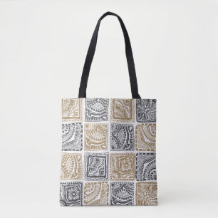 Doodle geometric, vintage abstract pattern. tote bag