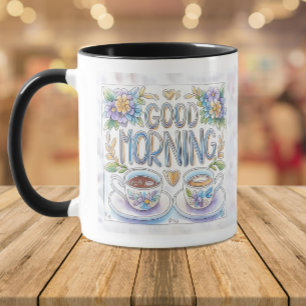 Doodle Good Morning Sharing Coffee  Mug