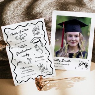 Doodle Graduation Party Invitation Whimsical Fun