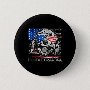 Doodle Grandpa Vintage American Flag Dog Funny Fat 6 Cm Round Badge