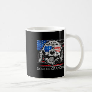 Doodle Grandpa Vintage American Flag Dog Funny Fat Coffee Mug
