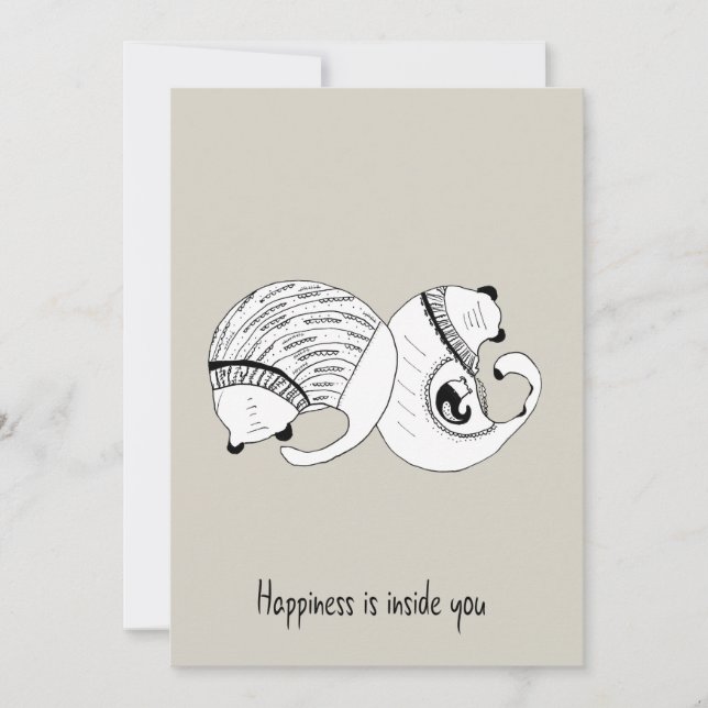 Doodle Grey Greeting Card Cats Family Pregnancy (Front)