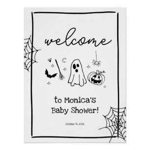 Doodle Halloween Baby Shower Welcome Poster