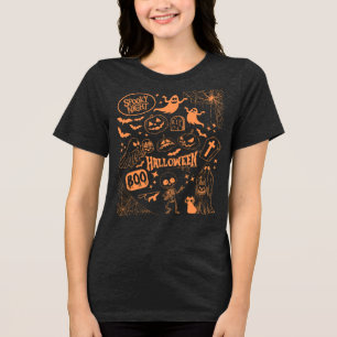 Doodle Halloween Vibes – Spooky Night Tri-Blend Shirt