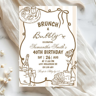 Doodle Handwritten Brunch And Bubbly Birthday Invitation