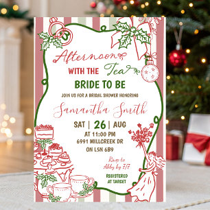Doodle Handwritten Christmas Afternoon Tea Bridal Invitation