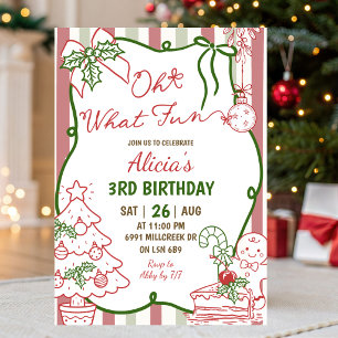 Doodle Handwritten Christmas Oh What Fun Birthday Invitation