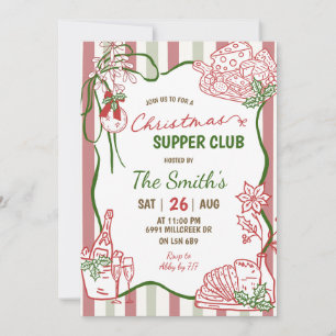 Doodle Handwritten Christmas Supper Club Invitation