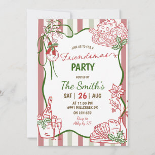 Doodle Handwritten Friendsmas Party Invitation