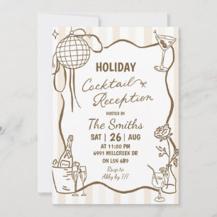 Doodle Handwritten Holiday Cocktail Reception Invitation