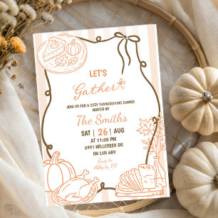 Doodle Handwritten Let's Gather Thanksgiving Invitation