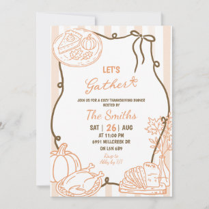 Doodle Handwritten Let's Gather Thanksgiving Invitation