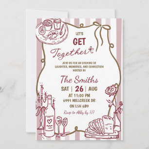 Doodle Handwritten Let's Get Together Dinner Invitation