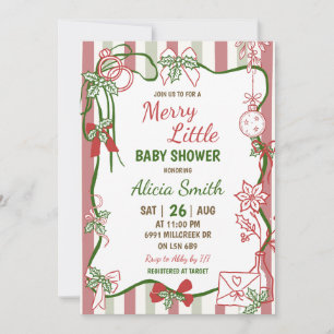 Doodle Handwritten Merry Little Baby Shower Invitation