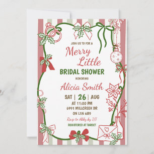 Doodle Handwritten Merry Little Bridal Shower Invitation
