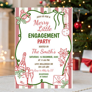 Doodle Handwritten Merry Little Engagement Invitation