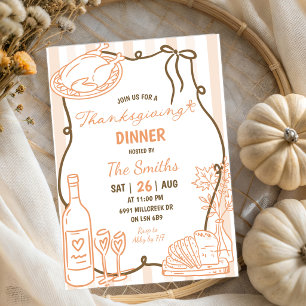 Doodle Handwritten Thanksgiving Dinner Invitation