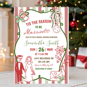 Doodle Handwritten Tis The Season To Be Married Invitation