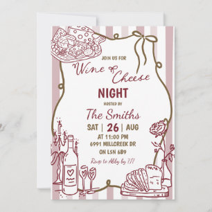 Doodle Handwritten Wine & Cheese Night Invitation