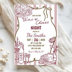 Doodle Handwritten Wine & Cheese Night Invitation